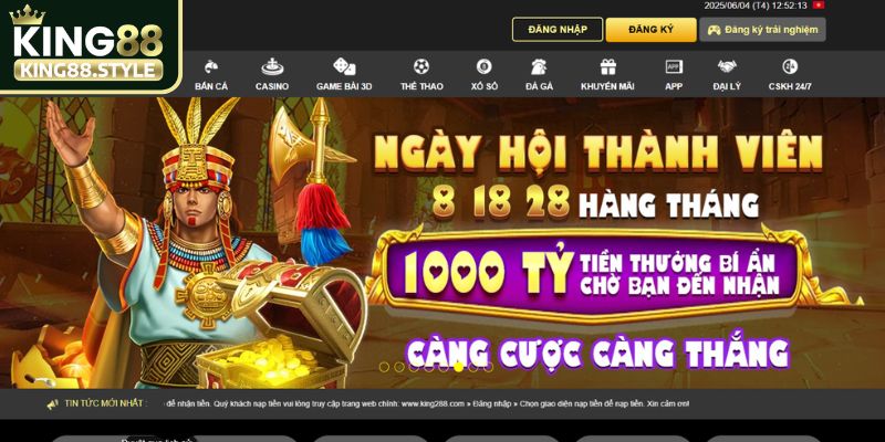 Truy cập vào trang chủ King88